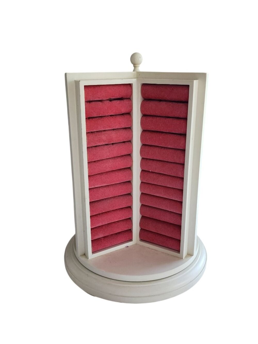Pottery Barn Teen Rotating Jewelry Organizer White Wood & Pink Velvet